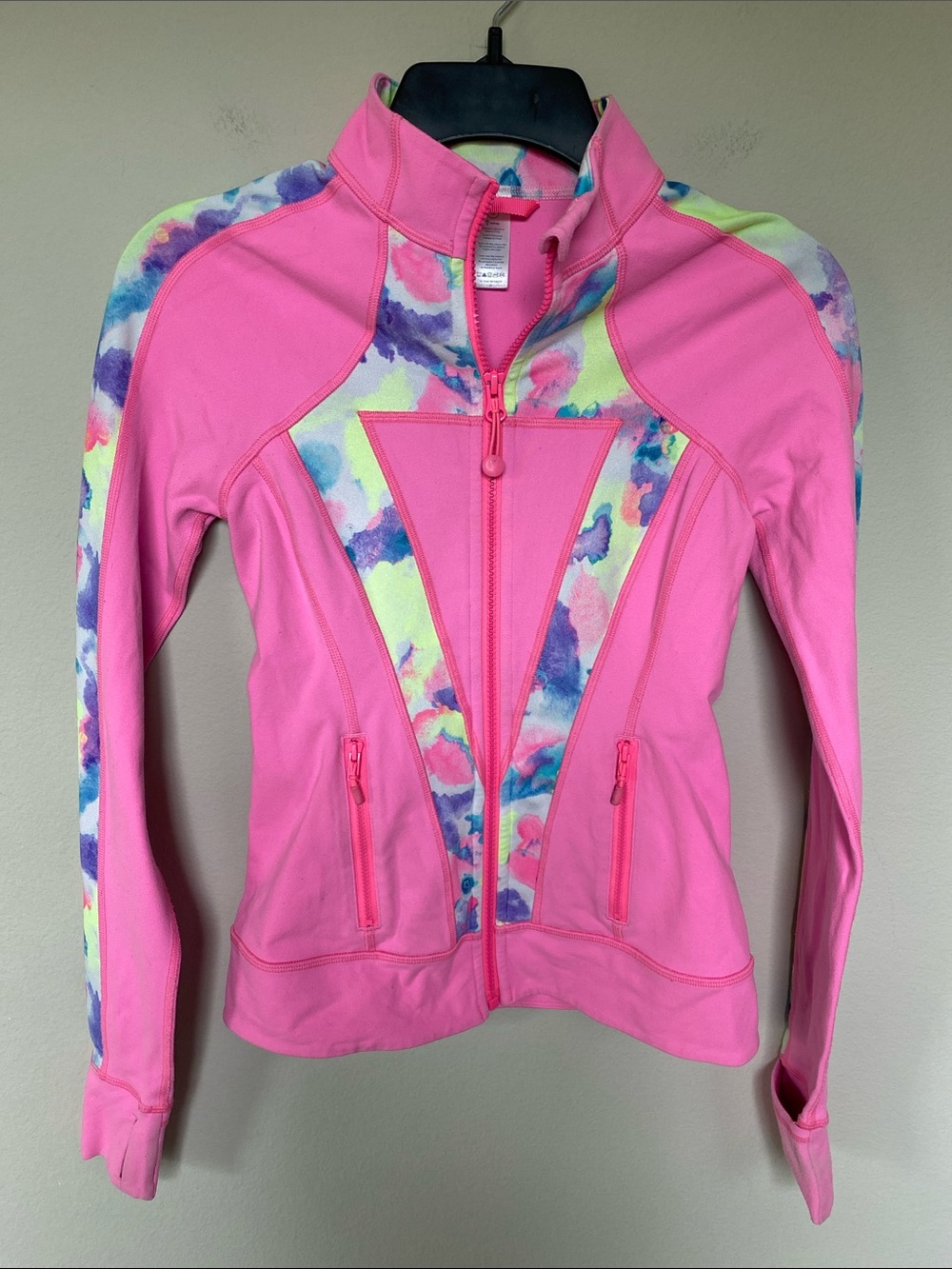 Ivivva Girls Full Zip Jacket - Pink with Tie Dye Detail
